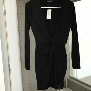 Fashion Nova long sleeve leg slit dress